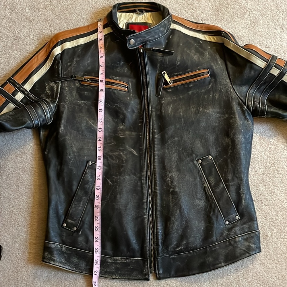 🎉HOST PICK🎉 Vintage Report Collection Racer Motorcycle Distressed Leather Jacket - Picture 13 of 14